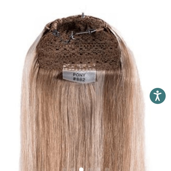 NEW-HIDDEN CROWN- BUNGEE PONYTAIL- COLOR 882 dark ash blonde wavy-human hair 18” - Picture 7 of 15